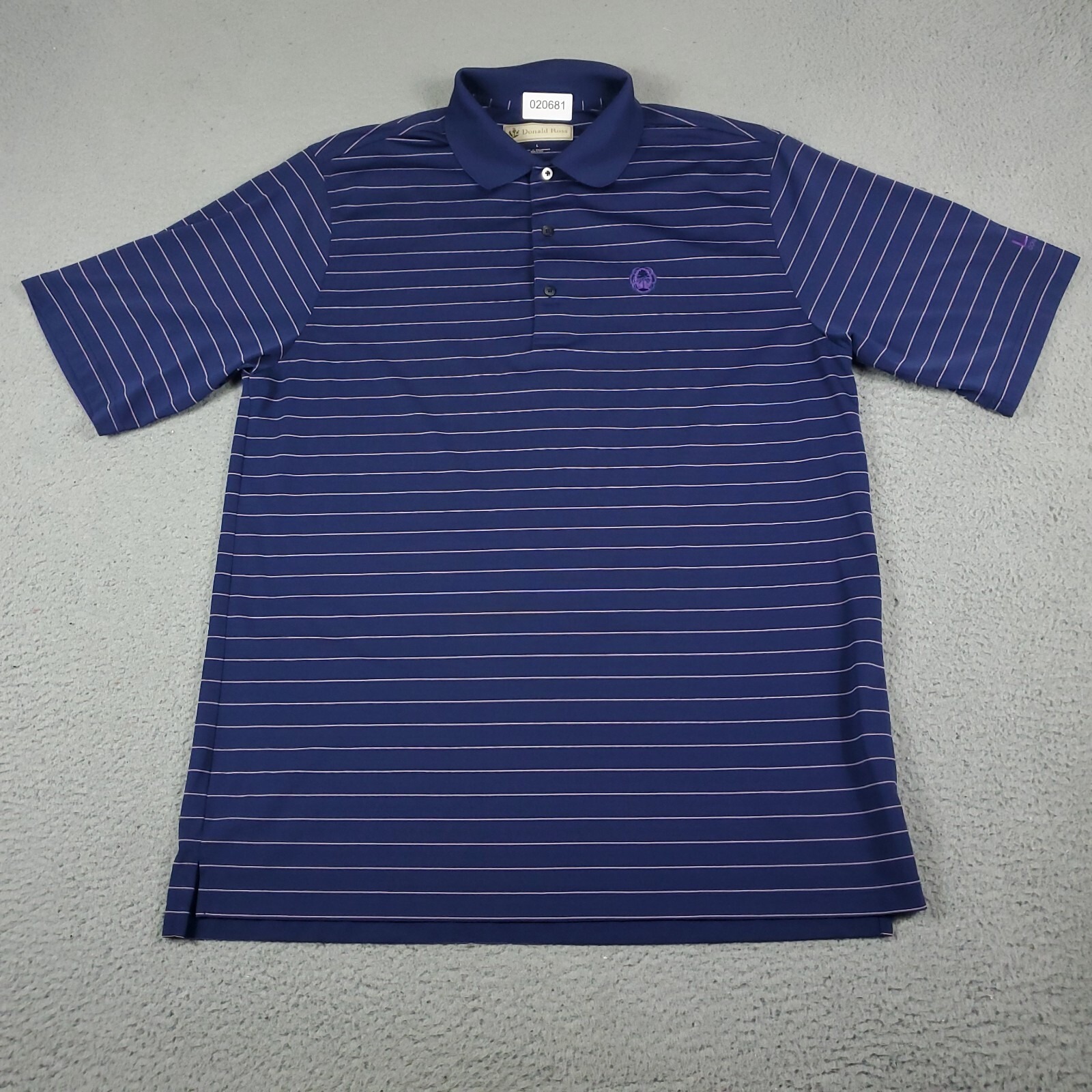 Donald Ross Polo Shirt Mens Large Blue Striped Link School Casual Short Sleeve